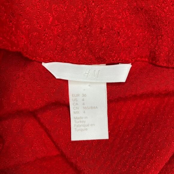 H&M Red Jacquard-weave Faux Wrap Midi Dress - Picture 12 of 13